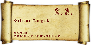 Kulman Margit névjegykártya